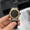 Super Clone Hublot Classic Fusion 42mm Leather Strap Titanium — case and bezel