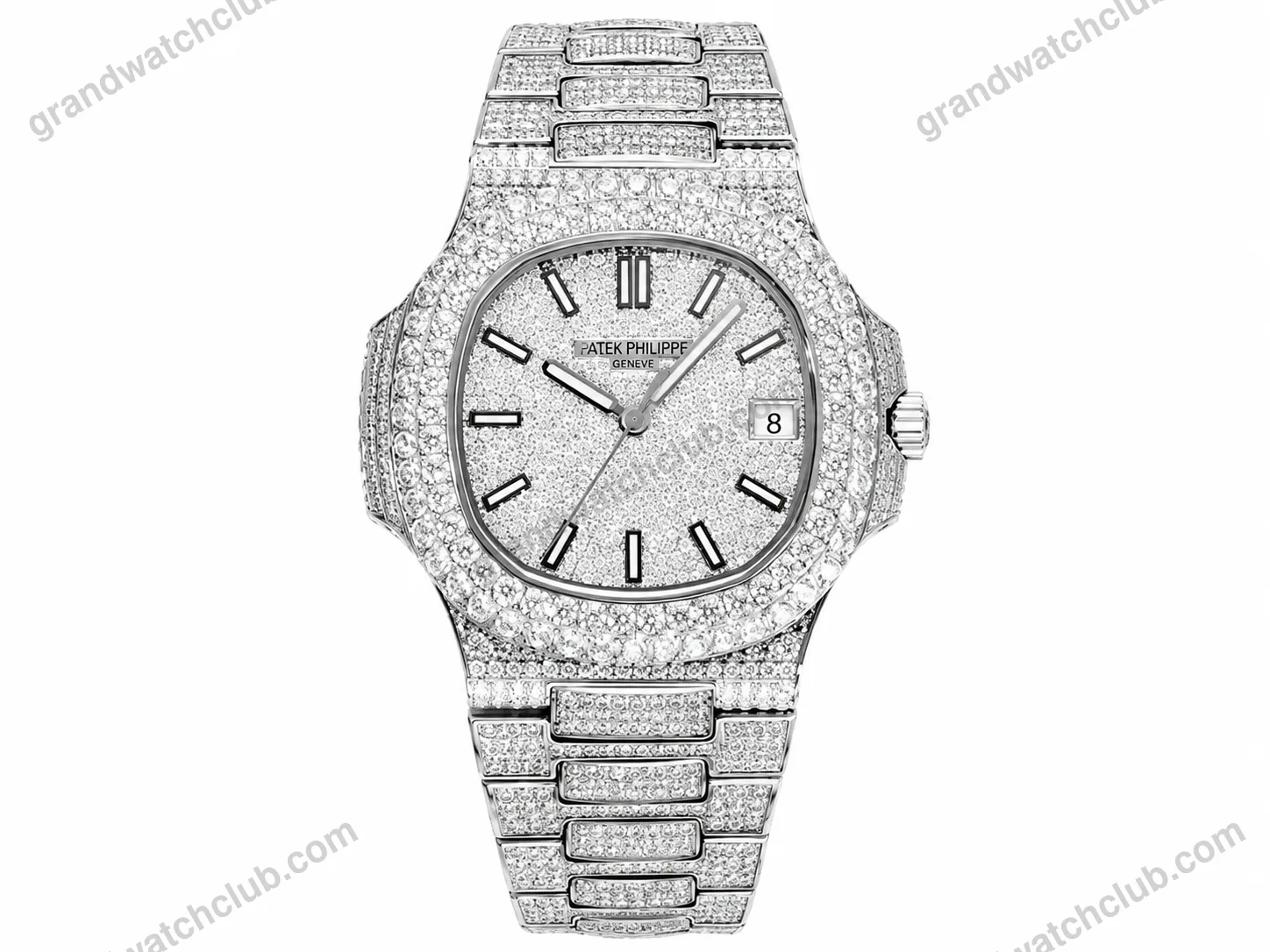 Super Clone Patek Philippe Nautilus 5711 40mm Up Full 3000pcs Moissanite Pave Hongkong – Customize Diamod – Japanese Miyota