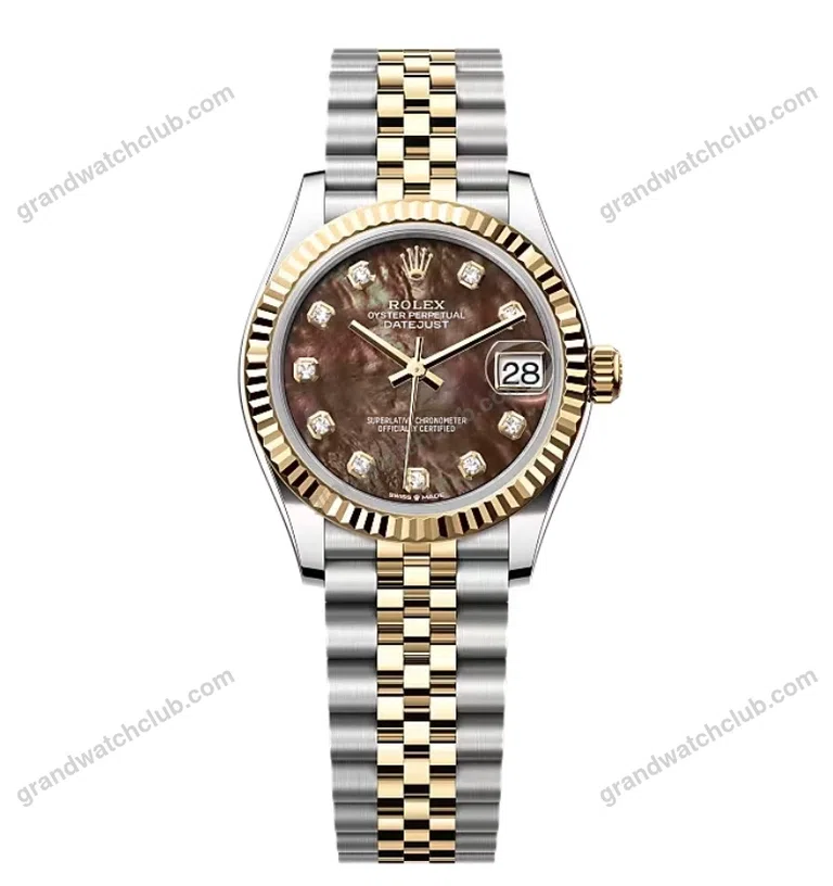Super Clone Rolex Datejust Black Mother of Pearl Diamond Dial 278273-0024 31 mm