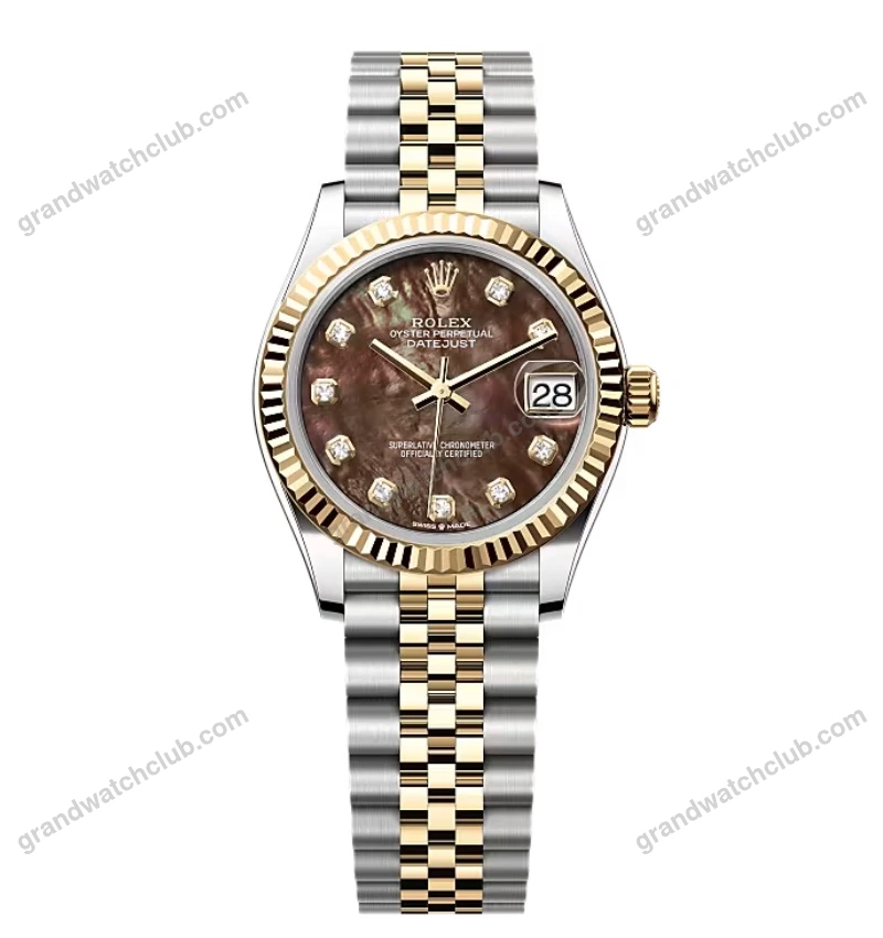 Super Clone Rolex Datejust Black Mother of Pearl Diamond Dial 278273-0024 31 mm