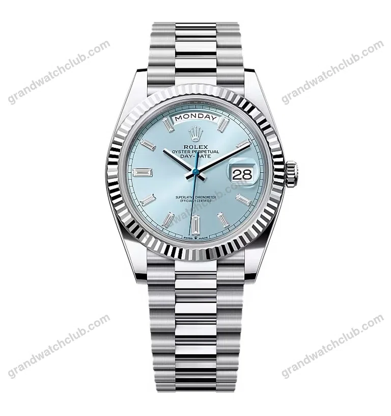 Super Clone Rolex Day-Date Ice Blue Diamond Dial 128236-0009 36 mm