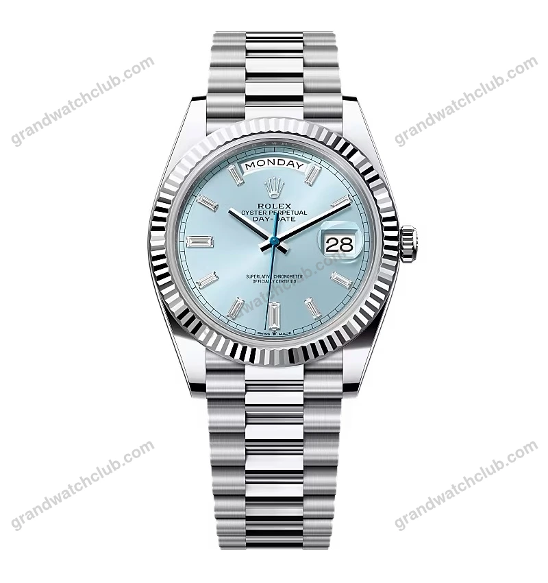 Super Clone Rolex Day-Date Ice Blue Diamond Dial 128236-0009 36 mm