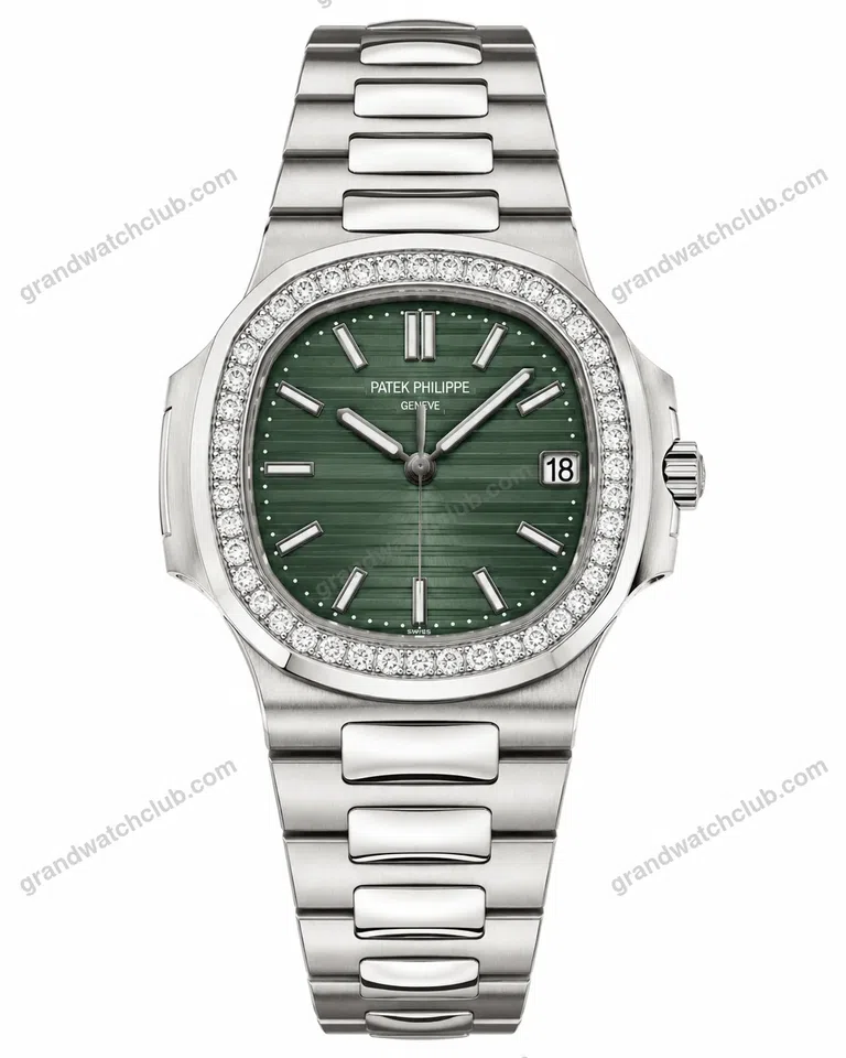 Super Clone Patek Philippe Patek Nautilus 5713G Green Dial 40mm Moissanite – Handcrafted Diamod – Japanese Miyota