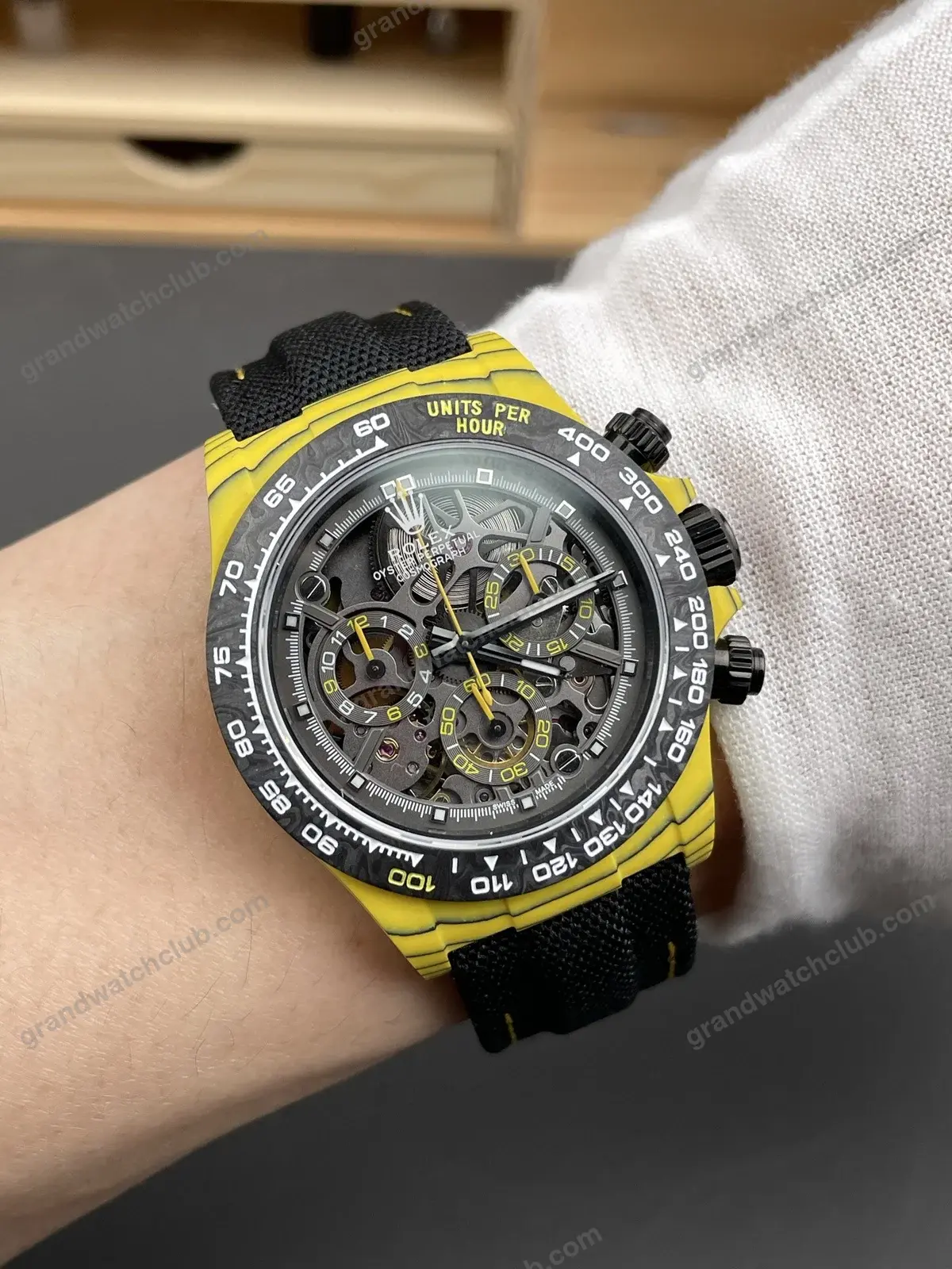 Super Clone Rolex Cosmograph Daytona DIW Yellow Carbon Skeleton 116500LN – Swiss SuperClone - photo 1