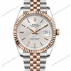 Super Clone Rolex Datejust 36 MM Silver Dial Jubilee Bracelet Everose Gold Two Tone Fluted Bezel