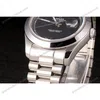 Super Clone Rolex Day-Date Black Dial 80294 40 mm — on leather display