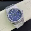 Super Clone Audemars Piguet Royal Oak 15400ST 41mm Blue Dial Stainless Steel Blue Dial — on leather display