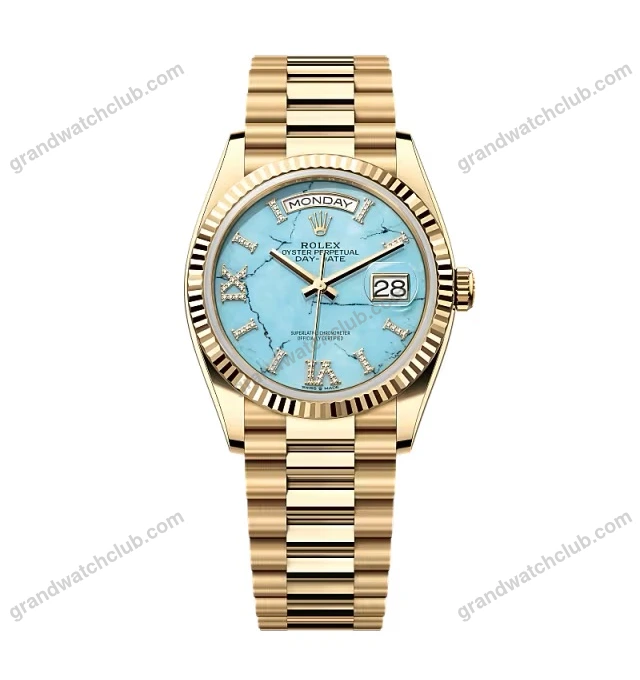 Super Clone Rolex Day-Date Turquoise Diamond Dial 128238-0071 36 mm