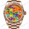 Super Clone Rolex Day-Date 36 Puzzle Dial Everose Gold 128235 President – Swiss SuperClone