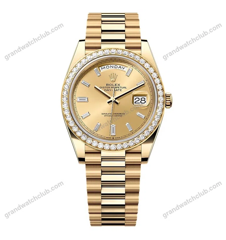 Super Clone Rolex Day-Date Champagne Diamond Dial 228348rbr-0002 40 mm