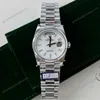 Super Clone Rolex Day-Date White Mother-of-Pearl Diamond Dial 128236-0021 36 mm — dial close-up