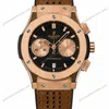 Super Clone Hublot Big Bang Rose Gold Black Dial Brown Leather Strap
