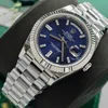 Super Clone Rolex Day-Date Bright Blue Diamond Dial 128239-0069 36 mm — side profile