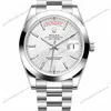 Reduced Rolex Day-Date Silver White Textured Dial Oyster Bracelet