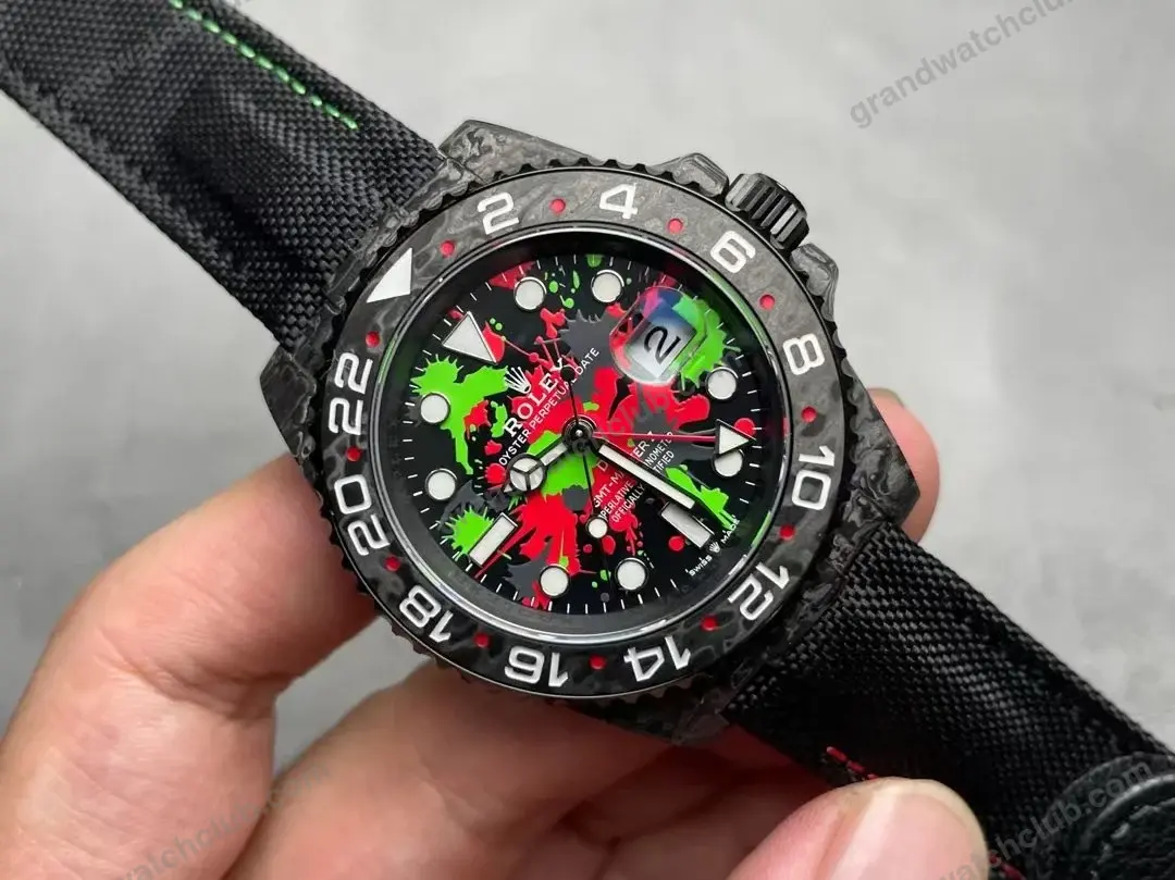 Super Clone Rolex GMT-Master II DIW Carbon Graffiti Red Green 126710 – Swiss SuperClone - photo 6