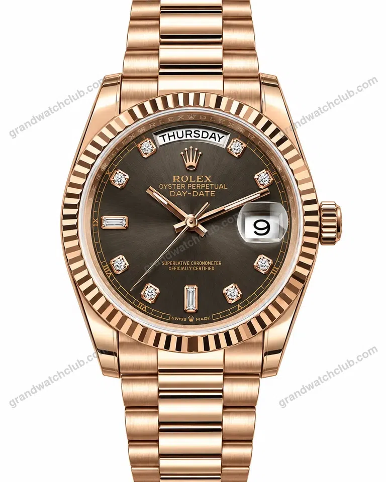 Super Clone Rolex Day-Date 40 Everose Gold Slate Diamond Dial 228235 President – Swiss SuperClone