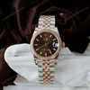 Super Clone Rolex Datejust Chocolate Dial 126281RBR Jubilee 36 mm — dial close-up