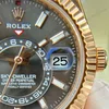 Super Clone Rolex Sky-Dweller Slate Dial 336235 — on leather display