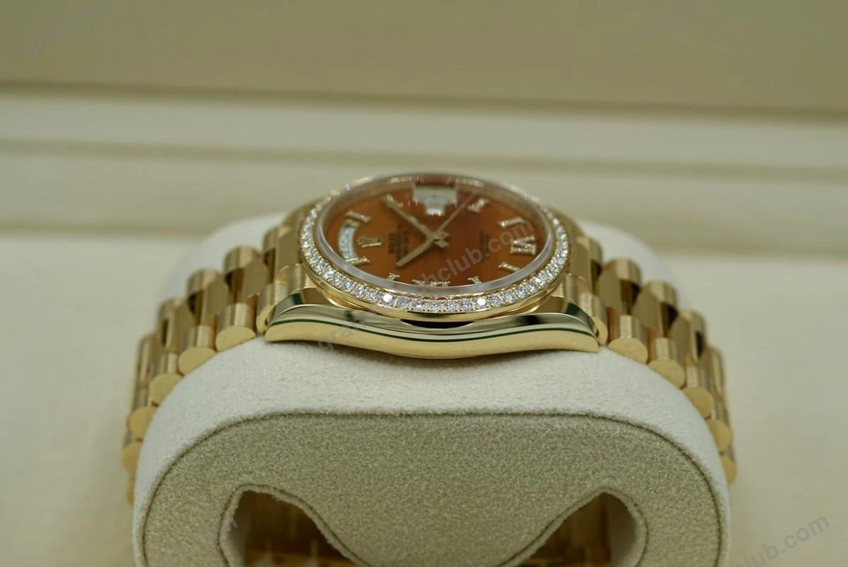 Super Clone Rolex Day-Date Carnelian Dial 128348RBR 36 mm β case and bezel