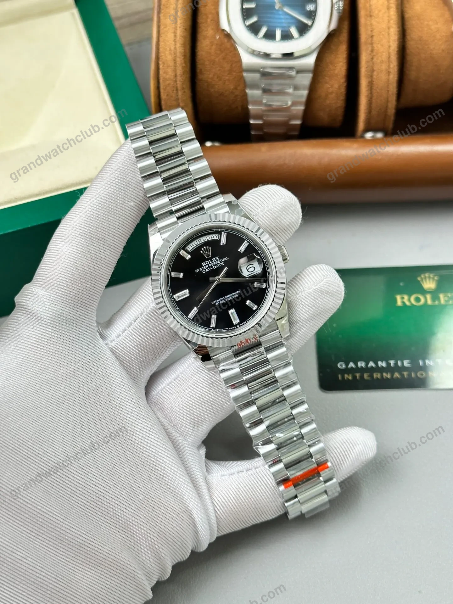 Super Clone Rolex Day-Date Bright Black Dial 228236-0003 40 mm β case and bezel