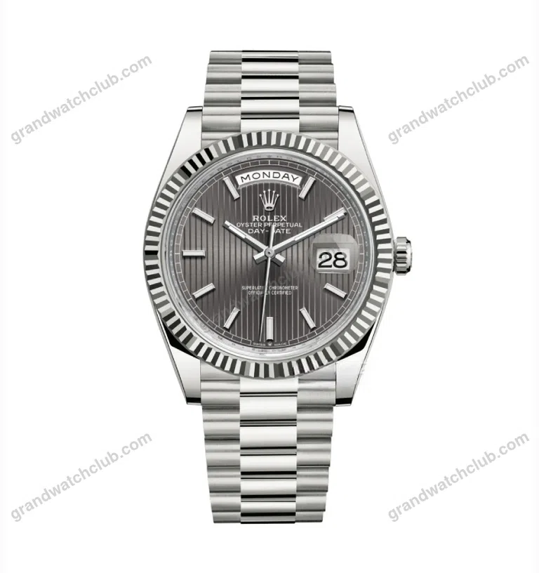 Super Clone Rolex Day-Date Grey Stick Tapestry Dial 228239-0002 40 mm