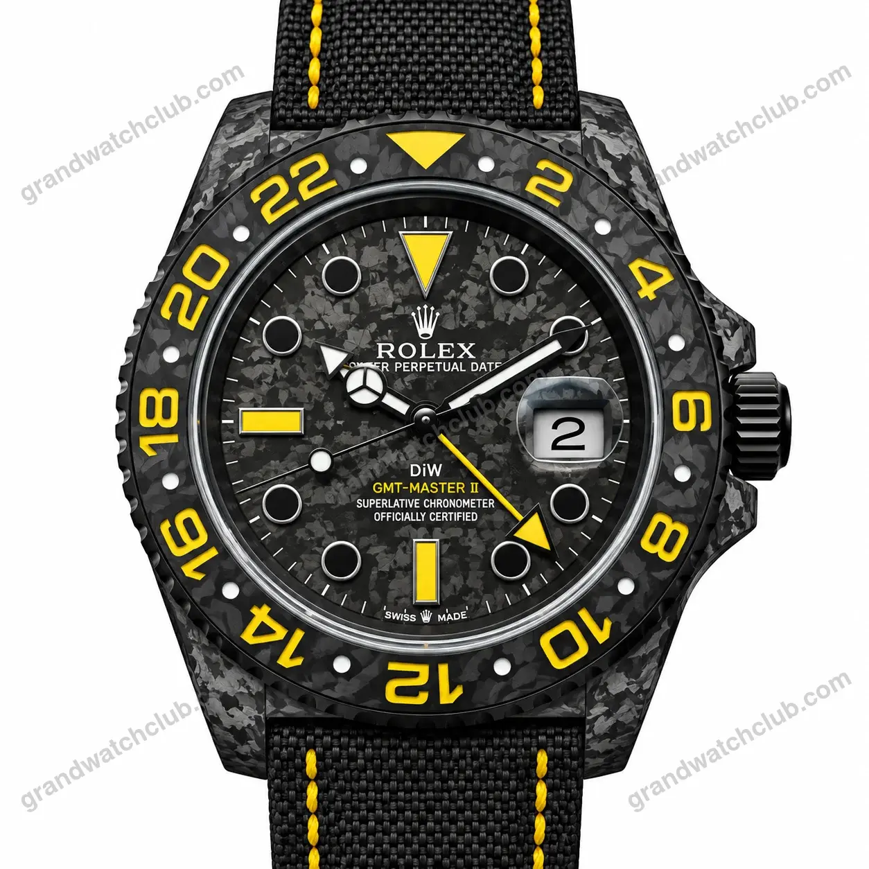 Super Clone Rolex GMT-Master II DIW Carbon Yellow Accent 126710 – Swiss SuperClone