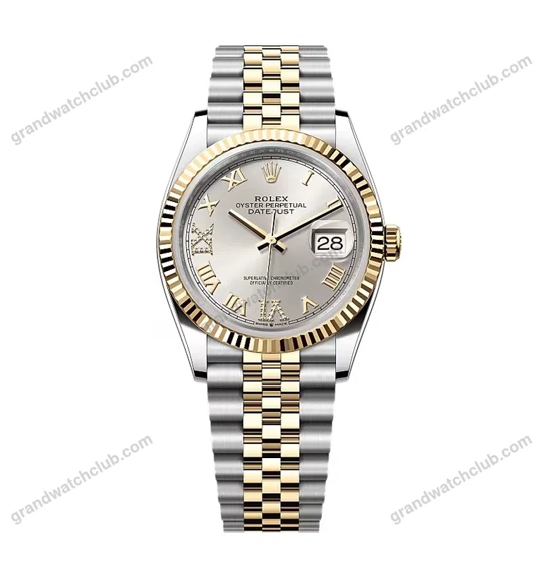Super Clone Rolex Datejust Silver Roman Diamond Dial 126233-0031 36 mm