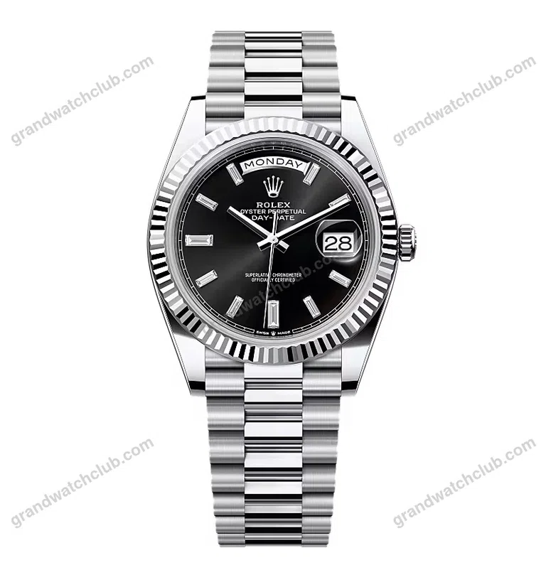 Super Clone Rolex Day-Date Bright Black Diamond Dial 228236-0004 40 mm