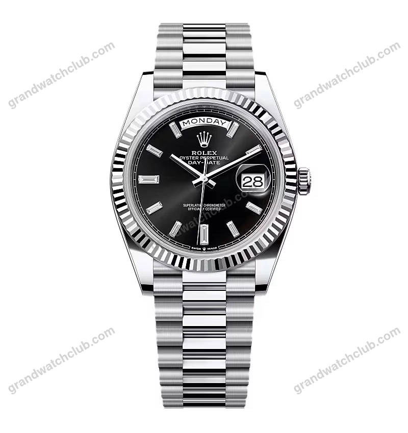 Super Clone Rolex Day-Date Bright Black Diamond Dial 228236-0004 40 mm