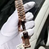 Super Clone Rolex Day-Date Diamond-Paved Dial 128235-0039 36 mm β on leather display