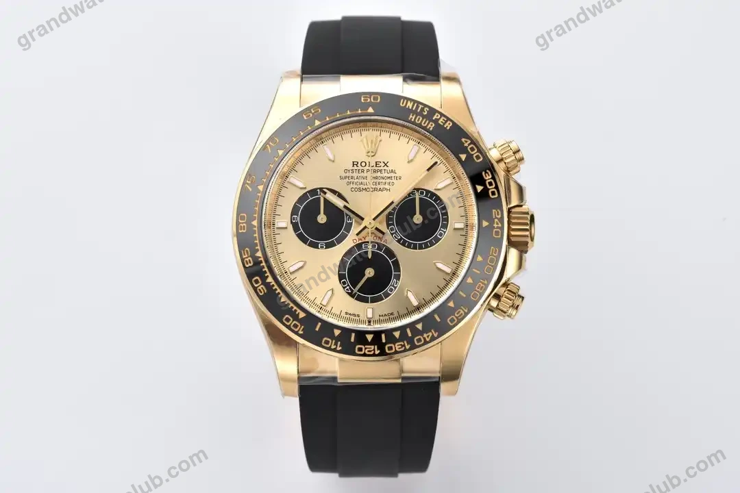 Super Clone Rolex Daytona Golden Dial 126518LN “Pikachu” — dial close-up