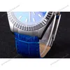 Super Clone Rolex Day-Date Blue Dial 621490 35 mm — on leather display
