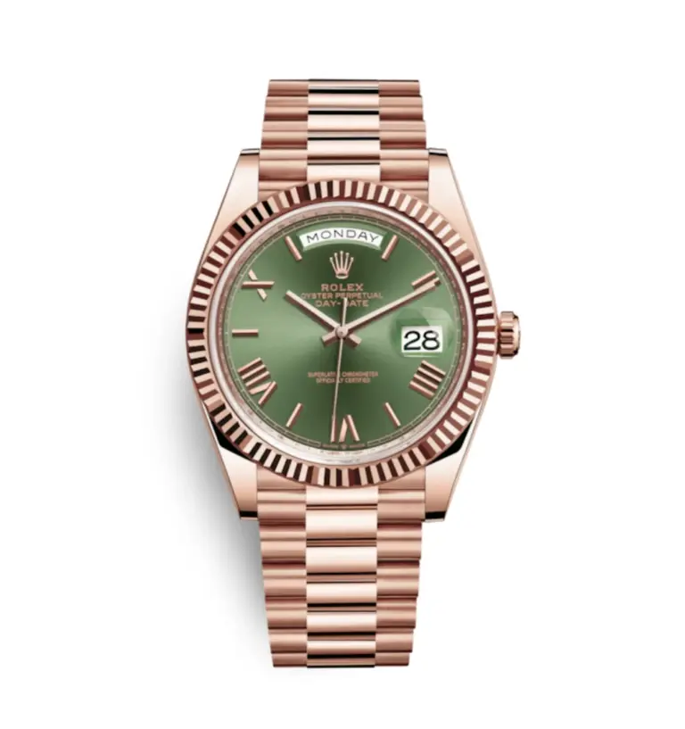 Super Clone Rolex Day Date Rose Gold Green Dial 1