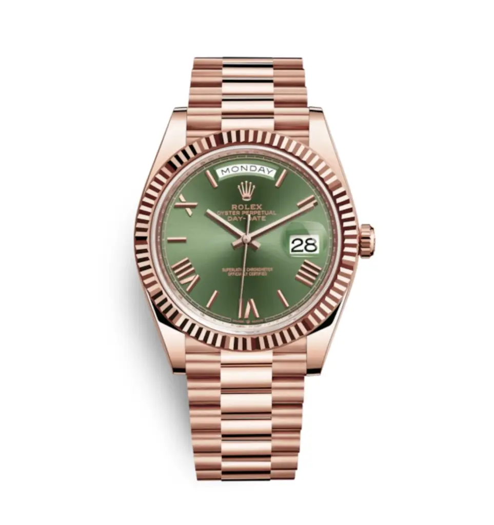 Super Clone Rolex Day Date Rose Gold Green Dial 1