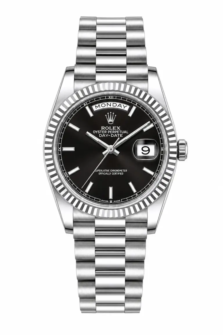 Super Clone Rolex Day Date Silver Black Dial Oyster Bracelet