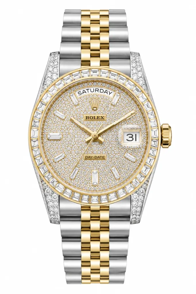 Super Clone Rolex Datejust Two Tone Gold Diamond Dial