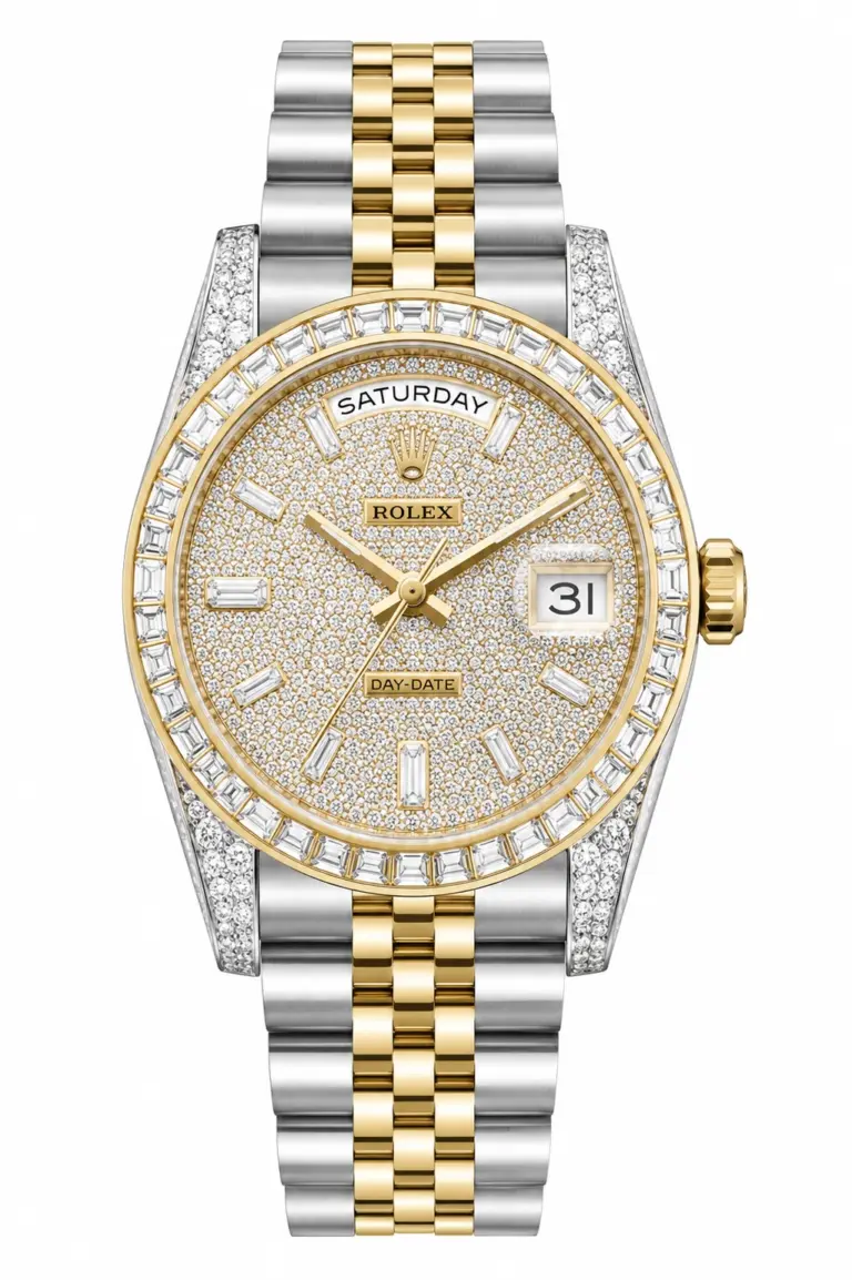 Super Clone Rolex Datejust Two Tone Gold Diamond Dial
