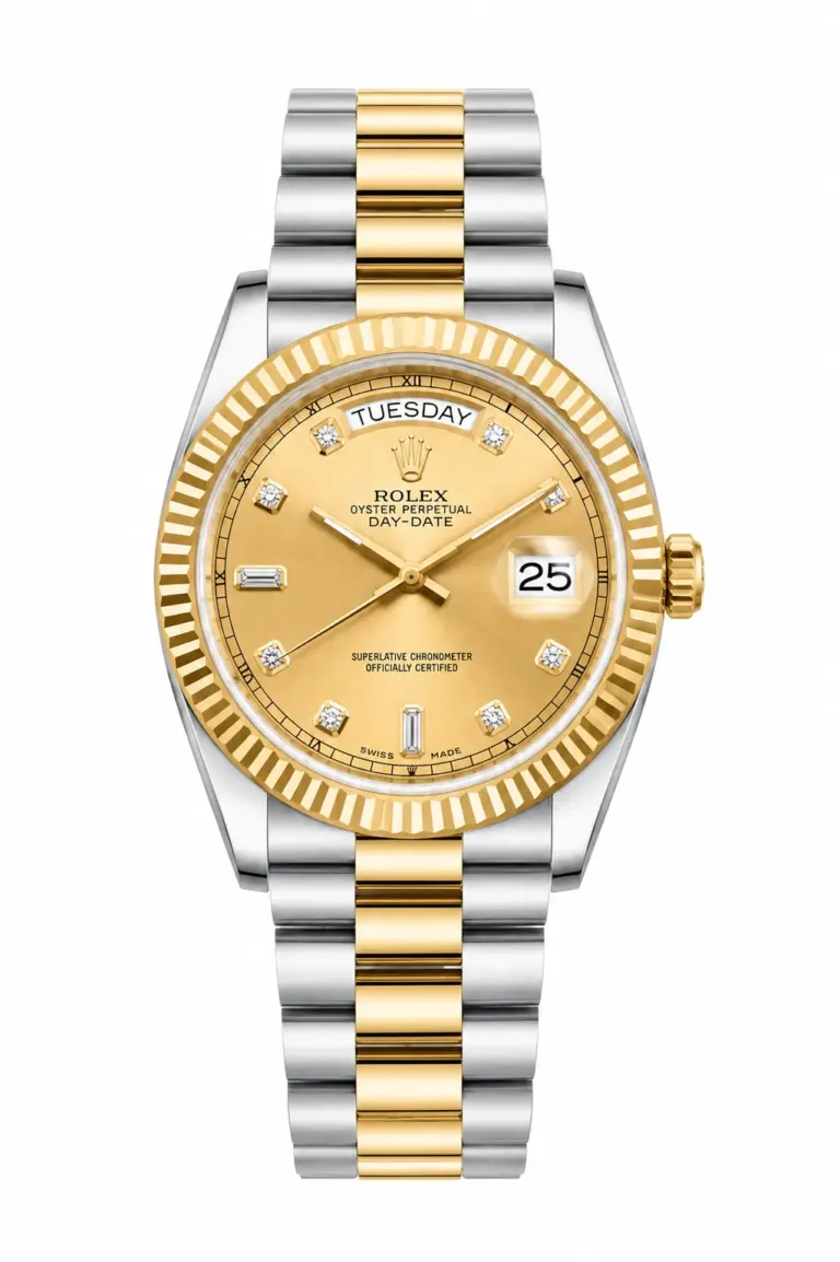Super Clone Rolex Day Date Two Tone Champagne Diamond Dial