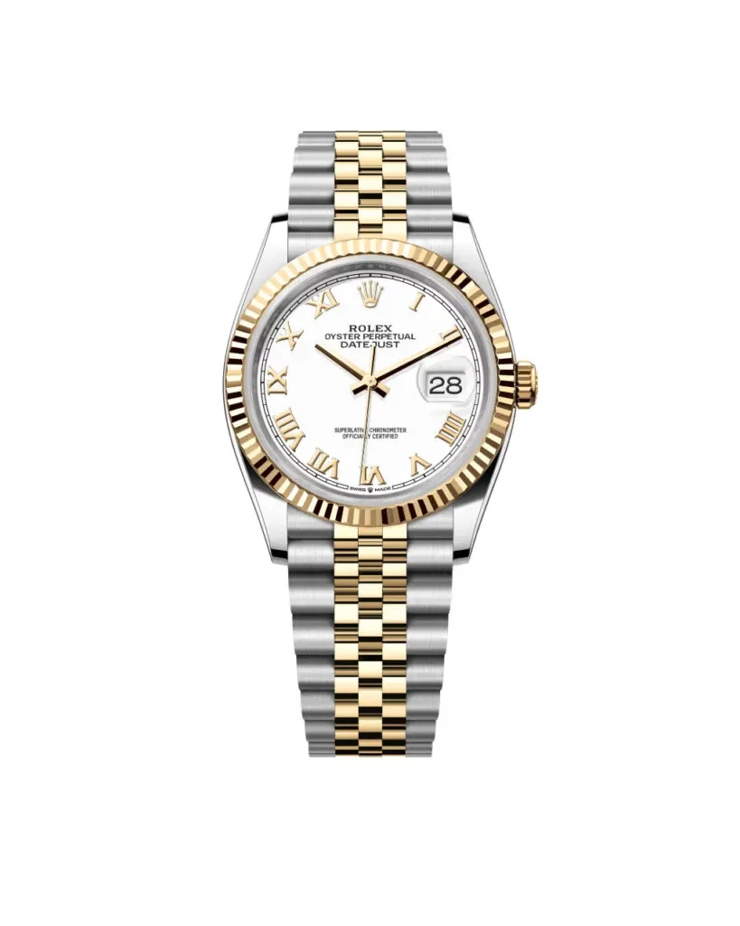 Super Clone Rolex Datejust 36mm White Dial Yellow Gold Fluted Bezel Jubilee 1 819x1024 1