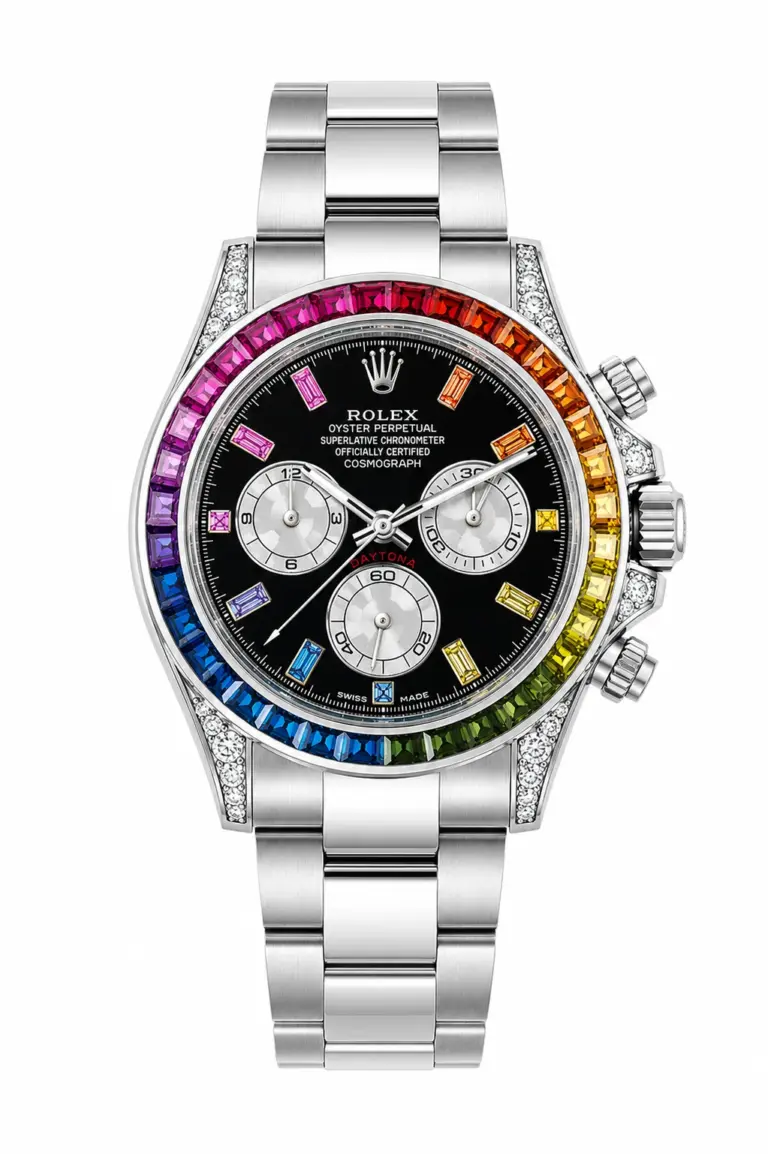 Super Clone Rolex Daytona Rainbow Silver Black Dial