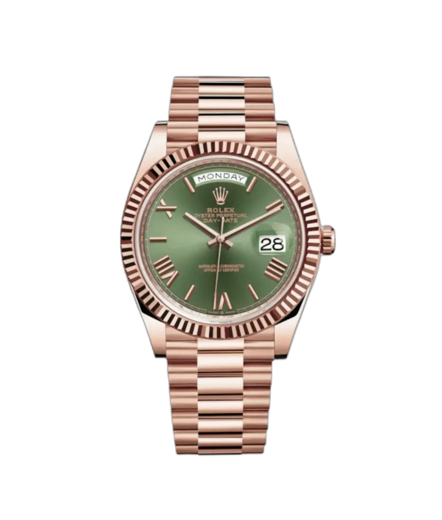 Super Clone Rolex Day Date Rose Gold Green Dial 1