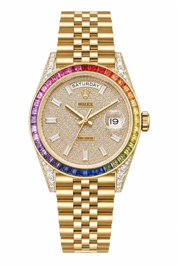 Super Clone Rolex Datejust Rainbow Rose Gold Diamond Dial