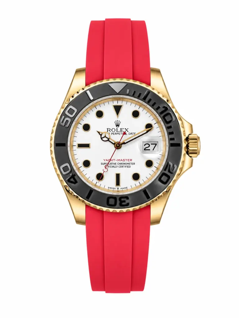 Super Clone Rolex Yacht Master Gold White Dial Oysterflex