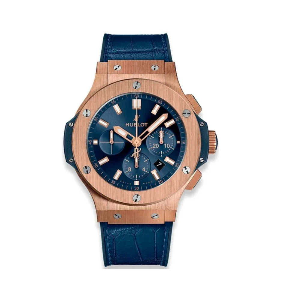 Reduced Super Clone Hublot Big Bang Gold Blue Leather Strap 1